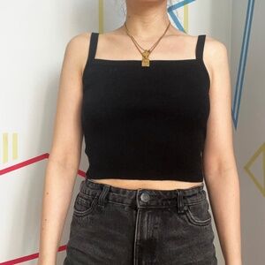 Sunday Best Black Knit Cropped Tank Top